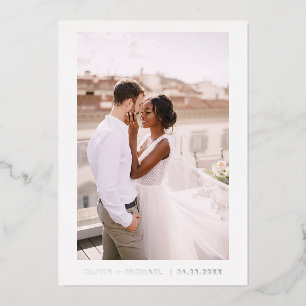 Invitation En Aluminium Mariage Enregistrer la date Photo Minimaliste Arge