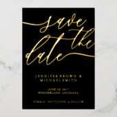 Invitation En Aluminium Mariage Enregistrer le script noir Date (Recto)