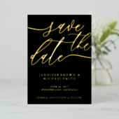 Invitation En Aluminium Mariage Enregistrer le script noir Date (Debout devant)
