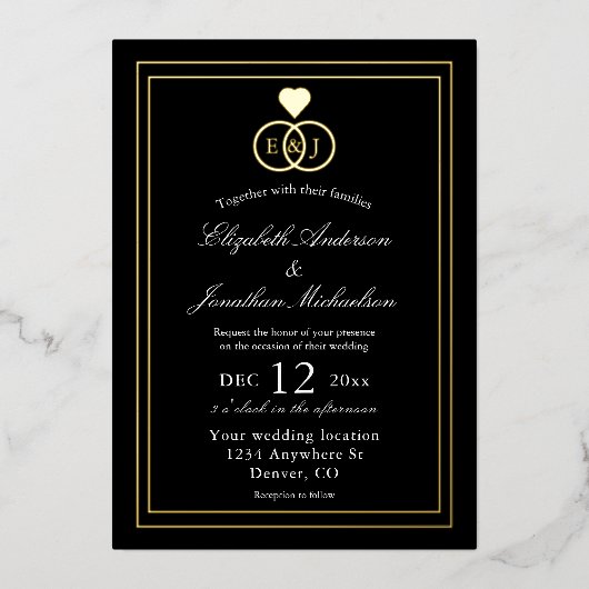 Invitation En Aluminium Mariage Entwin Rings (Recto)
