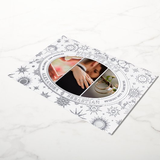 Invitation En Aluminium Mariage étoile céleste Enregistrer la date (Rotation)