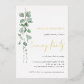 Invitation En Aluminium Mariage Eucalyptus moderne Soirée Gold Real (Recto)