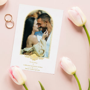 Invitation En Aluminium Mariage Fancy Golden Arch Effet photo