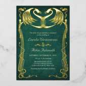 Invitation En Aluminium Mariage Fantasy Dragon Vert (Recto)