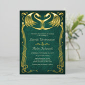 Invitation En Aluminium Mariage Fantasy Dragon Vert (Debout devant)