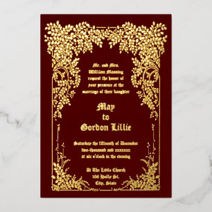 Invitation En Aluminium Mariage Feuillage d'Arbre à l'Ère Victorienne Vint