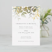 Invitation En Aluminium Mariage feuille d'or et de feuillage (Debout devant)