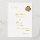 Invitation En Aluminium Mariage feuille d'or unique moderne Save The Date (Recto)