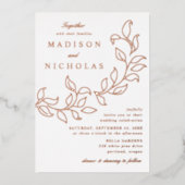 Invitation En Aluminium Mariage Feuille en cascade Rose Gold (Recto)