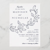 Invitation En Aluminium Mariage Feuille en cascade Silver (Recto)