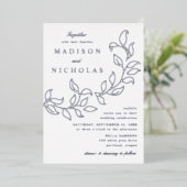Invitation En Aluminium Mariage Feuille en cascade Silver (Debout devant)