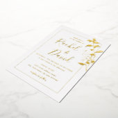 Invitation En Aluminium Mariage feuille florale dorée (Rotation)