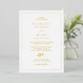 Invitation En Aluminium Mariage Feuille simple Gold Foil (Debout devant)