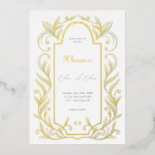 Invitation En Aluminium Mariage Feuille vert (Recto)