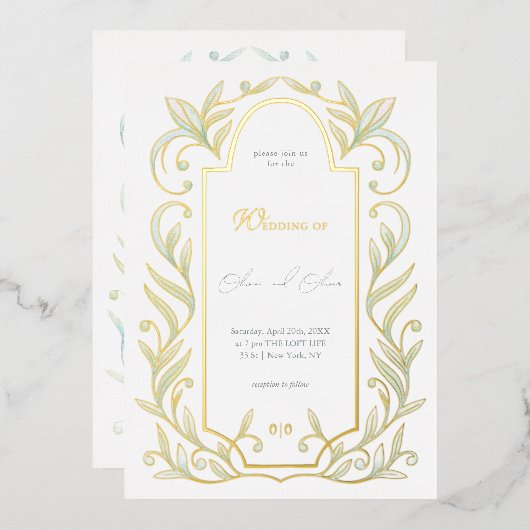Invitation En Aluminium Mariage Feuille vert (Recto/Verso)