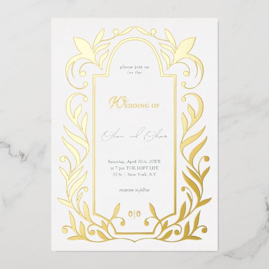 Invitation En Aluminium Mariage Feuille vert (Recto)