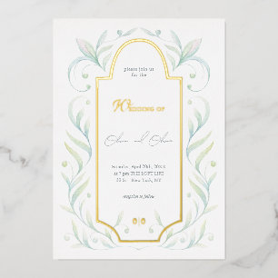 Invitation En Aluminium Mariage Feuilles Vertes
