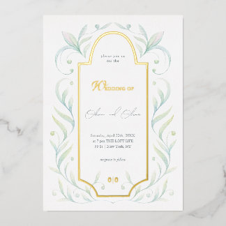 Invitation En Aluminium Mariage Feuilles Vertes