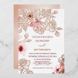 Invitation En Aluminium Mariage Fleur de Cerisier Rose Gold