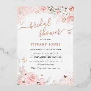 Invitation En Aluminium Mariage Fleur de Papillon Rose Rose Clair Fête de