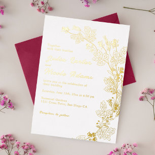 Invitation En Aluminium Mariage Fleur de Prairie Jaune Moutarde Violet de