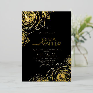 Invitation En Aluminium Mariage Fleur Rose Or Minimaliste Moderne 