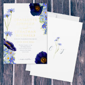 Invitation En Aluminium Mariage fleur sauvage bleu et or rustique