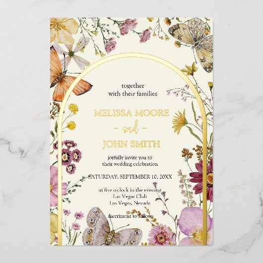 Invitation En Aluminium Mariage Fleur sauvage Bohemian Boho (Recto)