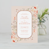 Invitation En Aluminium Mariage Fleur sauvage Boho Rose (Debout devant)