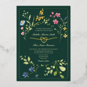 Invitation En Aluminium Mariage Fleur sauvage Emerald Green (Recto)