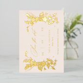 Invitation En Aluminium Mariage fleur sauvage Enregistrer La Date Blush &  (Debout devant)