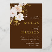 Invitation En Aluminium Mariage Fleur sauvage Gold & Blush Golden (Recto)