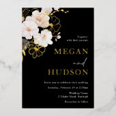 Invitation En Aluminium Mariage Fleur sauvage Gold Foil & Blush (Recto)