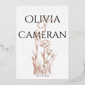 Invitation En Aluminium Mariage Fleur sauvage moderne (Recto)