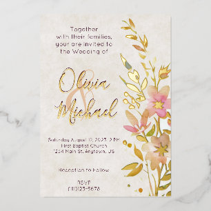 Invitation En Aluminium Mariage fleur sauvage naturel