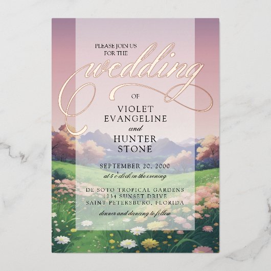 Invitation En Aluminium Mariage Fleur sauvage paysager (Recto)
