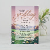 Invitation En Aluminium Mariage Fleur sauvage paysager (Debout devant)