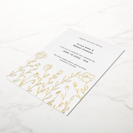 Invitation En Aluminium Mariage Fleur sauvage simple (Rotation)