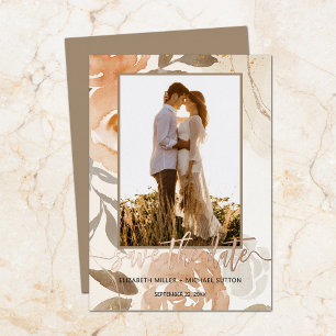 Invitation En Aluminium Mariage Fleurs de Rose Automnales Enregistrez la D