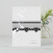 Invitation En Aluminium Mariage floral à dentelle argentée (Debout devant)