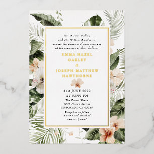 Invitation En Aluminium Mariage floral à hibiscus boho tropical