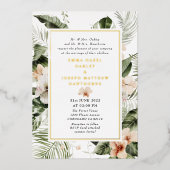Invitation En Aluminium Mariage floral à hibiscus boho tropical (Recto)