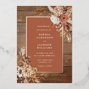 Invitation En Aluminium Mariage Floral Aquarelle Automnal Rustique Invita