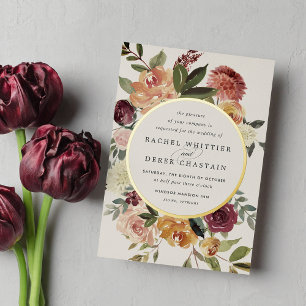 Invitation En Aluminium Mariage Floral Aquarelle Campagnard