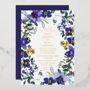 Invitation En Aluminium Mariage floral aquarelle orchidée blanche et viole