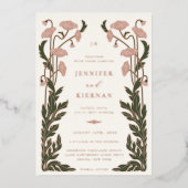 Invitation En Aluminium Mariage floral Art nouveau (Recto)