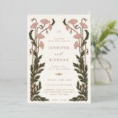 Invitation En Aluminium Mariage floral Art nouveau (Debout devant)