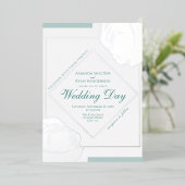 Invitation En Aluminium Mariage floral aux roses élégantes en argent press (Debout devant)