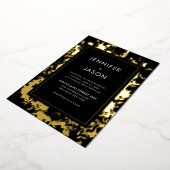 Invitation En Aluminium Mariage Floral Black Gold moderne (Rotation)