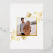 Invitation En Aluminium Mariage Floral Blanc Or (Verso)